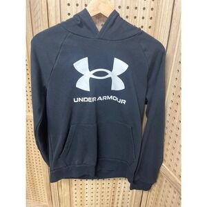 Under Armour Black Hoodie Coldgear Youth Large Big Logo Athletic Size Youth LG